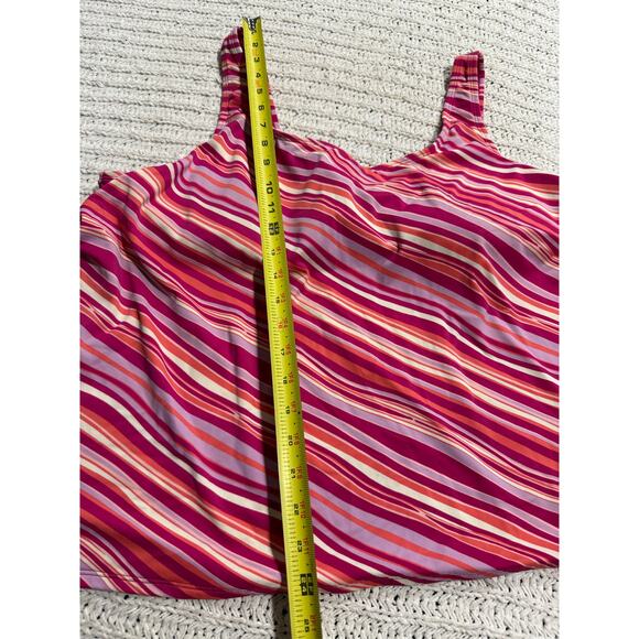 LL Bean Swim Tankini Top Women's Plus Size 26W Pink Striped Wireless UPF 50+ - Picture 3 of 8